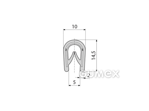 Profil U-PIRELI mit Metallverstärkung ohne Bauch A1017, PVC, 78°ShA, -25°C/+70°C, hellgrau, 